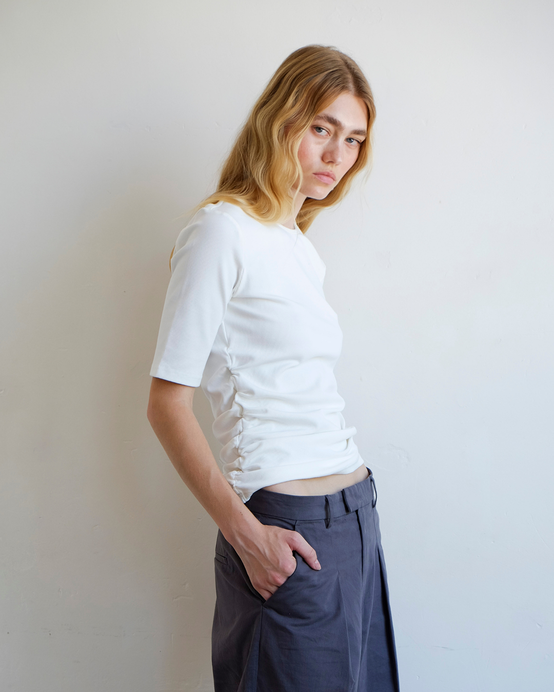commonplace-ruched-ss-tee-ivory-1