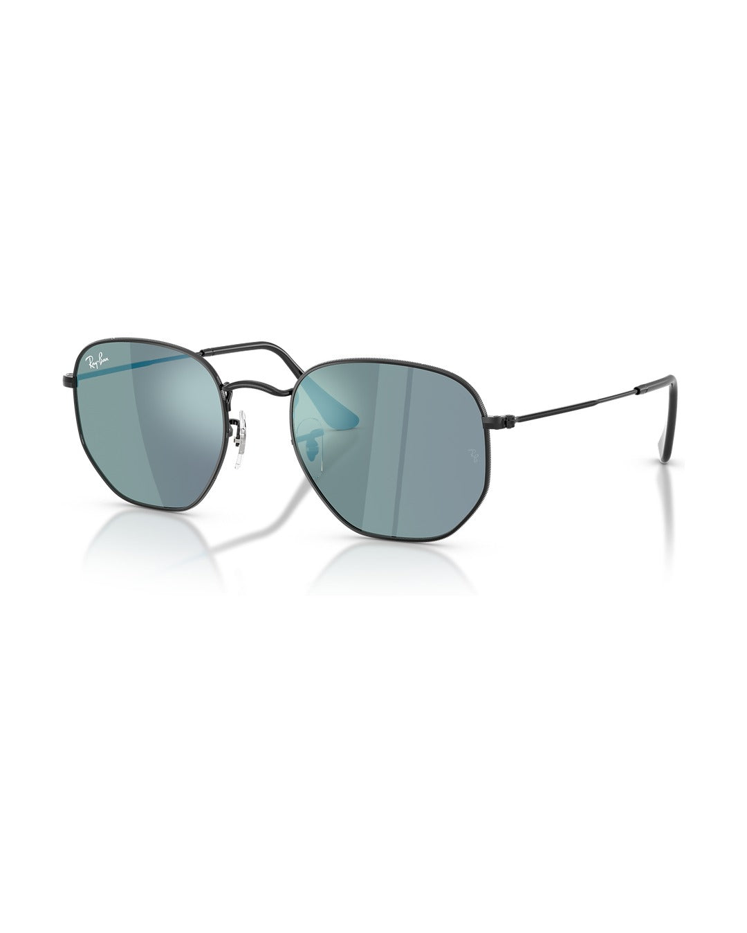 ray-ban-hexagonal-sunglasses-black-blue-mirror-1